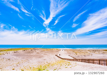 中田島砂丘 は 遠州灘海岸 にある 日本三大砂丘 の 砂丘 【 静岡県 浜松市 の 自然 風景 】 132907260