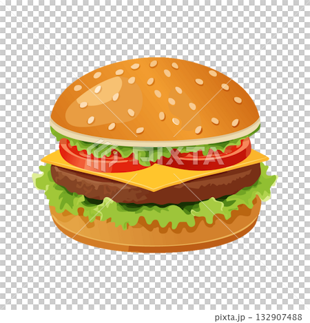 一個龐大的漢堡包的插圖 132907488