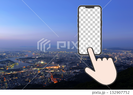 Cityscape smartphone operation 132907752