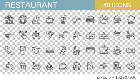 Restaurant icon set Restaurant icon set 132907930