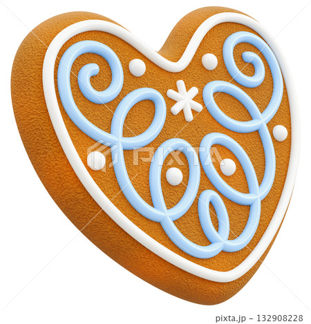 Iced Gingerbread Cookie Heart Iced Gingerbread Cookie Heart 132908228