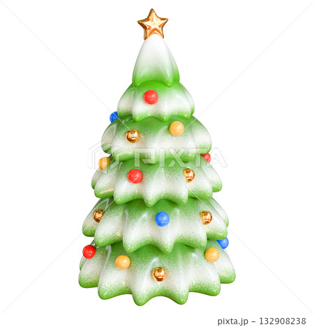 Decorated Christmas Tree 3D Render Decorated Christmas Tree 3D Render 132908238