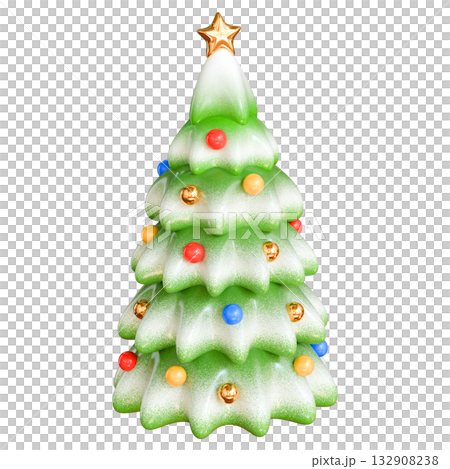 Decorated Christmas Tree 3D Render Decorated Christmas Tree 3D Render 132908238