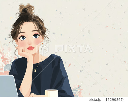 美優シリーズ:カフェでAIアート制作 美優シリーズ:カフェでAIアート制作 132908674