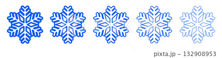 Set of blue snowflake icons drawn with different line thicknesses. Vector illustration showing winter symbols in clean outline style. 132908953