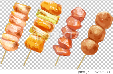 Hand-drawn illustration of yakitori Hand-drawn illustration of yakitori 132908954