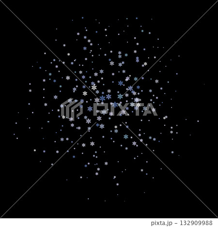 Blue snowflake burst on black background 132909988