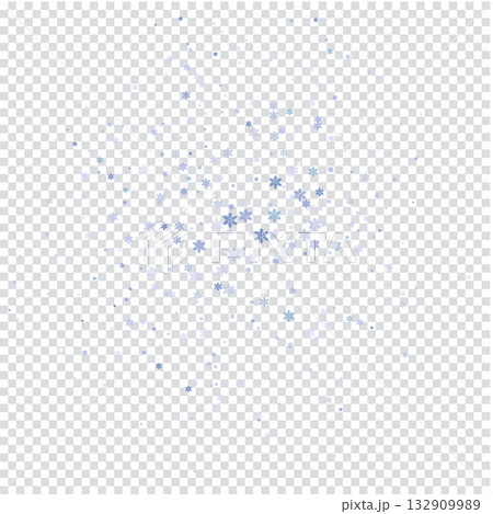 Falling blue snowflakes on transparent background 132909989