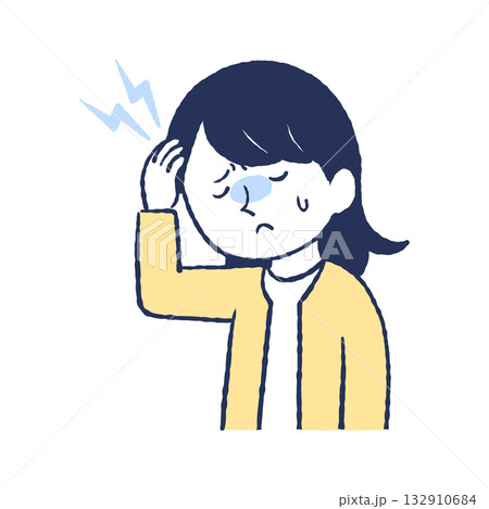 頭痛と耳鳴りに悩む女性 頭痛と耳鳴りに悩む女性 132910684