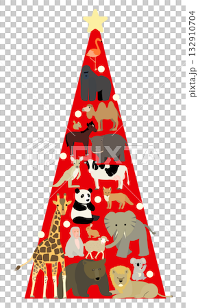 動物たちのクリスマスツリーのイラスト素材 [132910704] - PIXTA