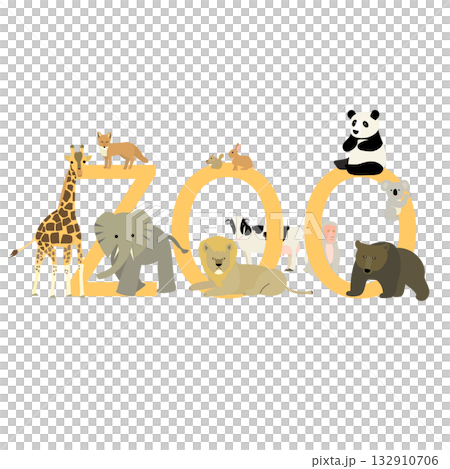 動物玩耍字母 ZOO 的插圖 132910706