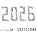 2026年のイメージ数字、文字素材 132911548