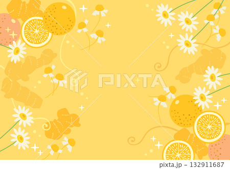 カモミールジンジャーオレンジのハーブティーの壁紙 132911687