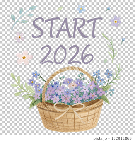 forget me not flower basket watercolor soft rainbow pastel petals Start 2026 forget me not flower basket watercolor soft rainbow pastel petals Start 2026 132911869