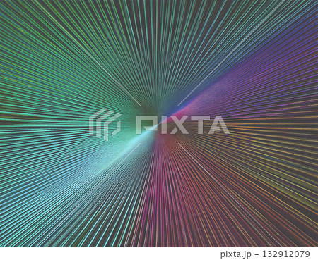 放射状に広がる多彩なエネルギー。カラフルな線の背景。 132912079