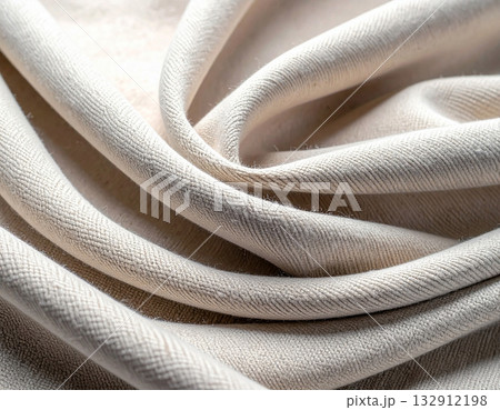 Premium branding fashion. Natural light color. Texture of premium textile fabric. Premium cotton material. 132912198