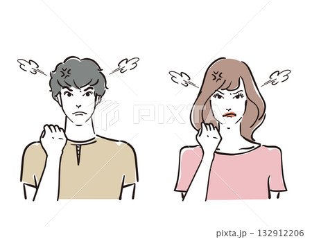 怒りまくってる爽やかな30代男女 132912206