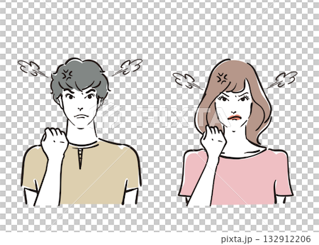 怒りまくってる爽やかな30代男女 132912206