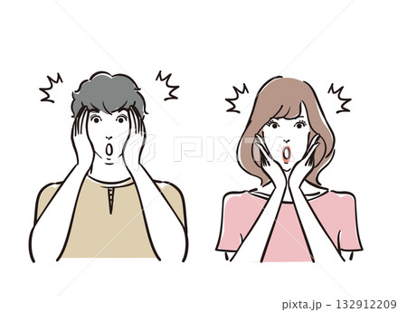 びっくりした爽やかな30代男女 びっくりした爽やかな30代男女 132912209