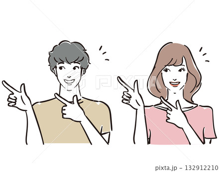 案内をする爽やかな30代男女 案内をする爽やかな30代男女 132912210
