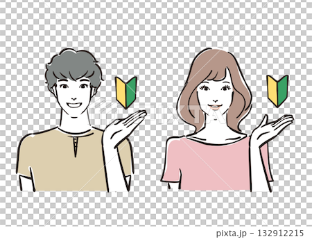 初心者に説明する爽やかな30代男女 132912215