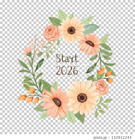 pastel sunflower bouquet soft blended watercolor petals Start 2026  132912243