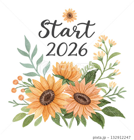 pastel sunflower bouquet soft blended watercolor petals Start 2026 pastel sunflower bouquet soft blended watercolor petals Start 2026 132912247