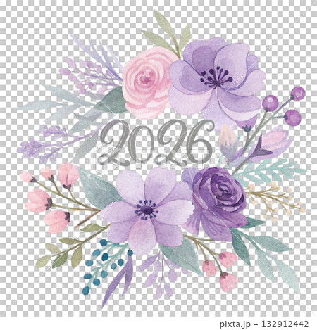 The most beautiful bouquet of flowers with the text 2026  132912442