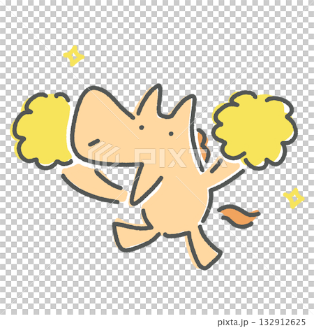 笑容燦爛的駿馬揮舞著彩球歡呼，跳起歡呼舞慶祝。 132912625