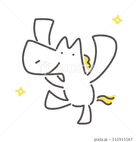 笑顔で万歳ポーズをする白馬　元気　お祝い　明るい 132913167