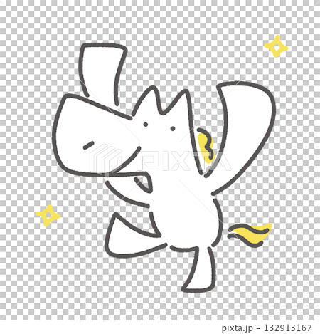 笑顔で万歳ポーズをする白馬　元気　お祝い　明るい 132913167