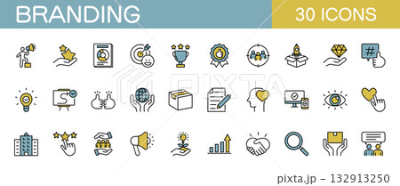 ブランディングに関するアイコンセット　カラー 132913250