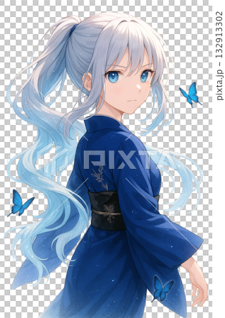 銀髮和服少女 132913302