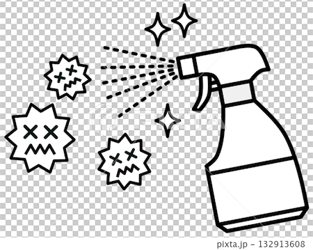 Illustration of disinfecting bacteria and viruses with disinfectant spray Illustration of disinfecting bacteria and viruses with disinfectant spray 132913608