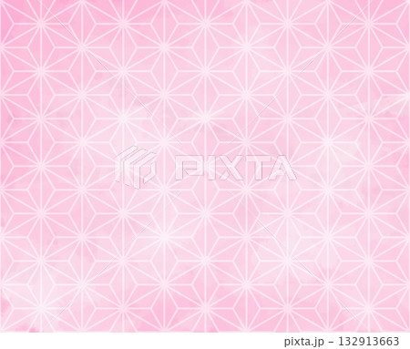 麻の葉 和柄 日本の伝統文様 桃色 麻の葉 和柄 日本の伝統文様 桃色 132913663