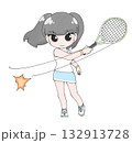 フォアハンドするテニス女子4 132913728
