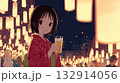 ビールと着物女性 132914056