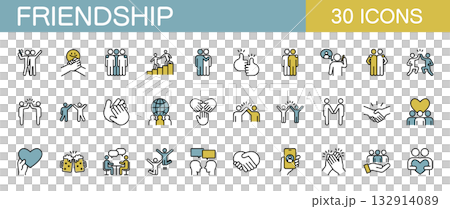 Friendship, friendship, and companionship icon set (color) 132914089