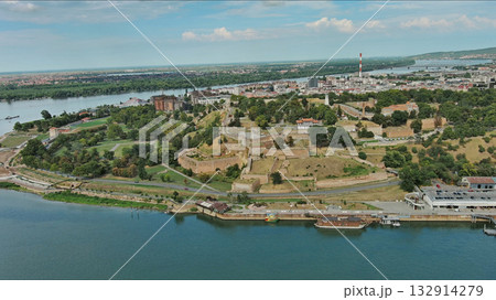 Kalemegdan fort in Belgrade Serbia and Save river 132914279