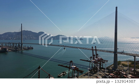 Stonecutters Bridge and commercial container port Stonecutters Bridge and commercial container port 132914307