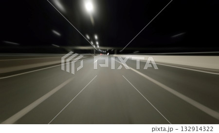 Car driving on highway and tunnel at night Car driving on highway and tunnel at night 132914322