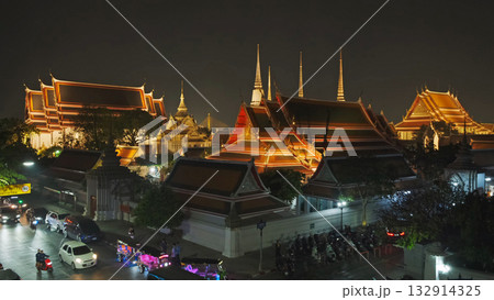 Wat Pho temple in Bangkok at night, Thailand 132914325