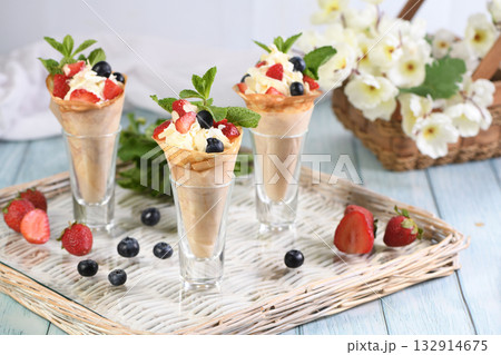 Delicious crepes with berries 132914675