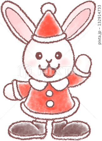 クリスマスの衣装を着たかわいいウサギのイラスト 132914733