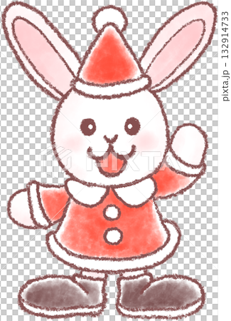 クリスマスの衣装を着たかわいいウサギのイラスト 132914733