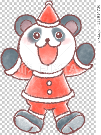 一幅可愛的熊貓穿著聖誕服裝的插圖 132914736