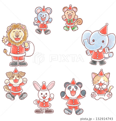 クリスマスの衣装を着たかわいい動物達 132914743