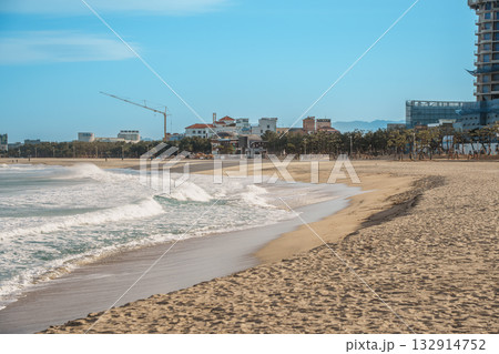 Curving Shoreline and Townfront at Naksan Beach, South Korea Curving Shoreline and Townfront at Naksan Beach, South Korea 132914752