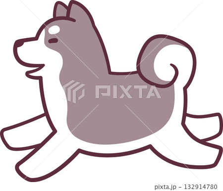 Cartoon running husky dog drawing 132914780