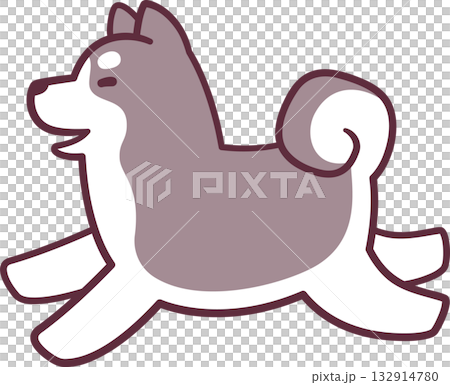 Cartoon running husky dog drawing 132914780